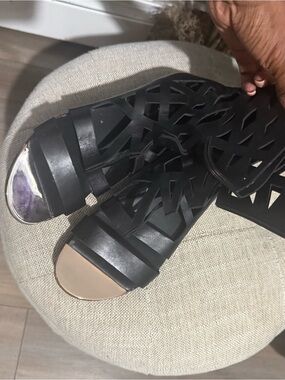 BCBGeneration Black Laser-Cut Gladiator Sandals